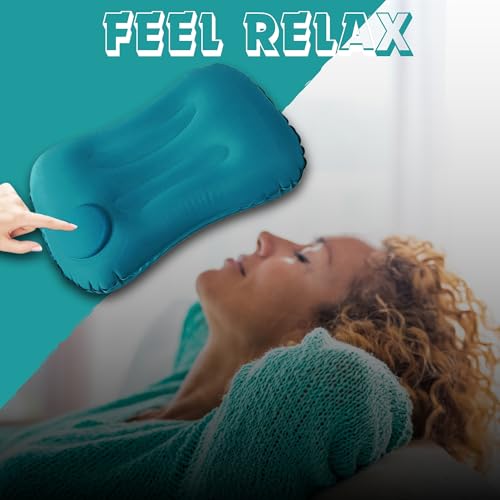 Homeaura Inflatable Travel Pillow - Ultralight Camping Pillow for Lumbar Support - Compressible Neck Pillow for Camping, Hiking, and Travel (Green) 3 417qwWYJhGL