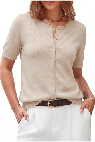 Arach&Cloz Womens 2026 Fashion Summer Cardigan Button Down Short