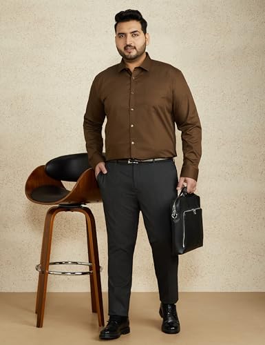 Image of Amazon Brand - Symbol Men's Solid Cotton Formal Shirt | Plain | Full Sleeve - Regular Fit (Available in Plus Sizes)