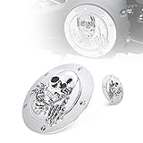 Hutexico CNC Machined 3D Skull Derby Cover for Harley Twin Cam (1999-2014) - Direct Fit Replacement Timing Cover for Road King, Electra Glide, FLHR, FLHX, FXST, Dyna Models - 5 Bolt Hole Design