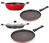 Nirlon Rust Free Non-Stick Coated Cookware Gift Set with Steel Lid, Gas Compatible