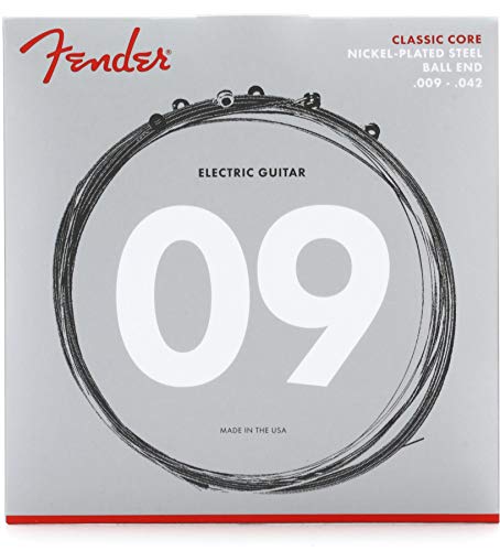 Fender® »CLASSIC CORE NICKEL PLATED STEEL ELECTRIC STRINGS« Cordes pour guitare électrique – Ball End – 255L 009/042 - Les Beatles, Paul McCartney, John Lennon, RIngo Starr, George Harrison Fender® »CLASSIC CORE NICKEL PLATED STEEL ELECTRIC STRINGS« Cordes pour guitare électrique - Ball End - 255L 009/042