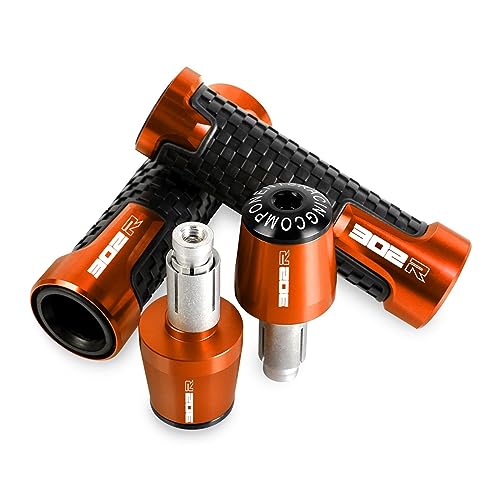 GMBAIH Für Benelli 302R 2019 2020 2021 2022 Griffstangengewicht Lenkerendenkappe Vibrationsstecker Handgriffe Abdeckung(B-ORANGE)