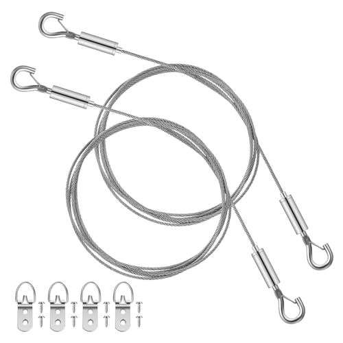 Image of Housoutil 1set Hanging Wire Kit for Artwork and Mirrors Heavy-Duty Picture Hanging Hardware with End Hooks for Home and Gallery Displays