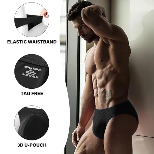 Men's Low Rise Tag Free Soft Moisture Wicking Briefs Underwear,Black,X-Large2