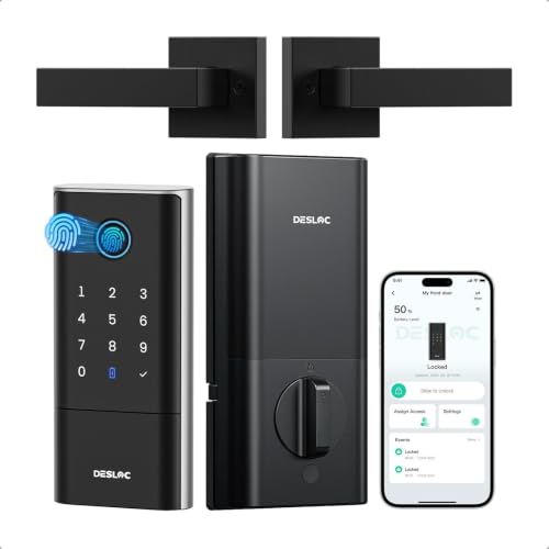 DESLOC Fingerprint Smart Lock with Handle, 16 Month Last, Built-in WiFi - image 1
