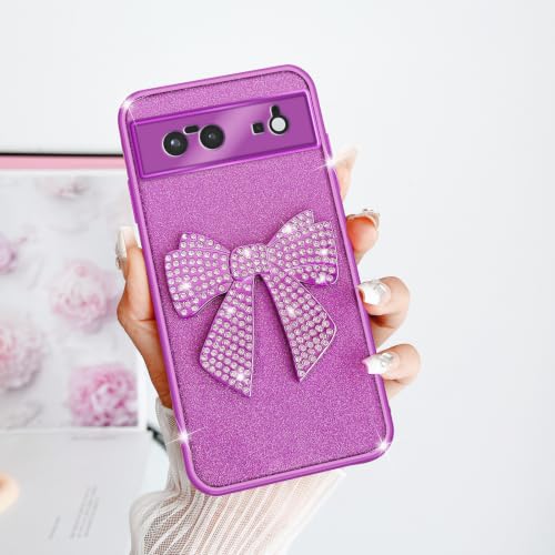 Coque Google Pixel 6 transparente haut de gamme avec nœud relief violet - 5