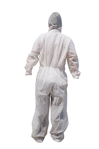 Raygard Light Duty White Disposable Coveralls with Hood Polypropylene PP Suit Elastic Cuffs Front Zipper Closure for Spray Painting Surgical Cleaning Work(X-Large) - Thumbnail 7