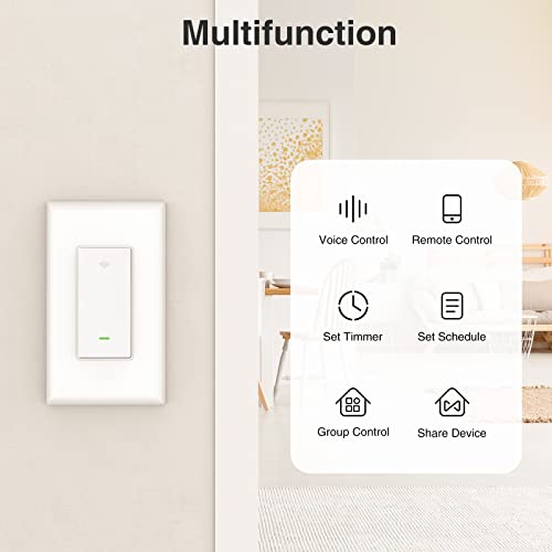 Ohmax 3 Way Smart Switch, Wi-Fi Light Switch Work With Alexa And Google Home, Schedule Timer, Neutral Wire Required,3-Way Installation And No Hub Required, Fcc Listed,2.4Ghz Only(1Pack) #TOP2