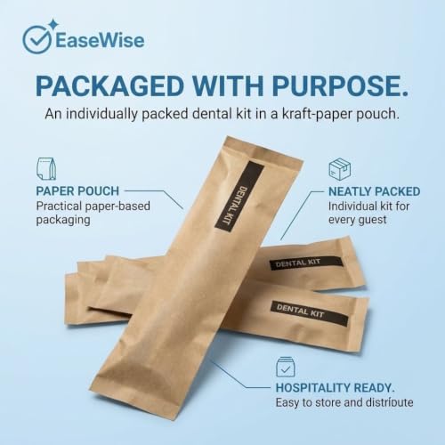Image of 100 Pack Hotel Dental Kits - Earth-Conscious Kraft Paper Packaging - White Disposable Toothbrush with 8g Toothpaste - Guest Amenities for Airbnb & Spa