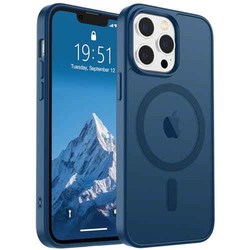 Image of SUPFINE Magnetic for iPhone 13 Pro Case (Compatible with MagSafe) (Military Grade Drop Protection) Translucent Matte Shockproof with Anti-Fingerprint Phone Case,Deep Blue