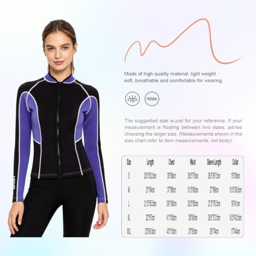 JanJean Chaqueta de traje de neopreno para mujer 1.7mm ajuste ceñido miniatura 6