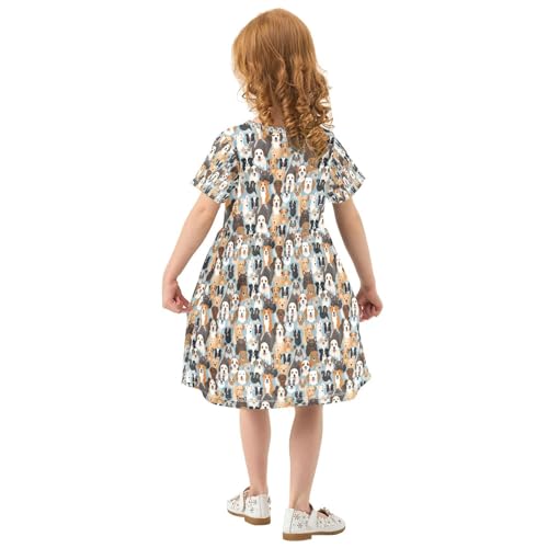 ALAZA Hipster Dog Puppy Girls Dress Short Sleeve Toddler Casual Dresses Summer Sundress 2-8T3
