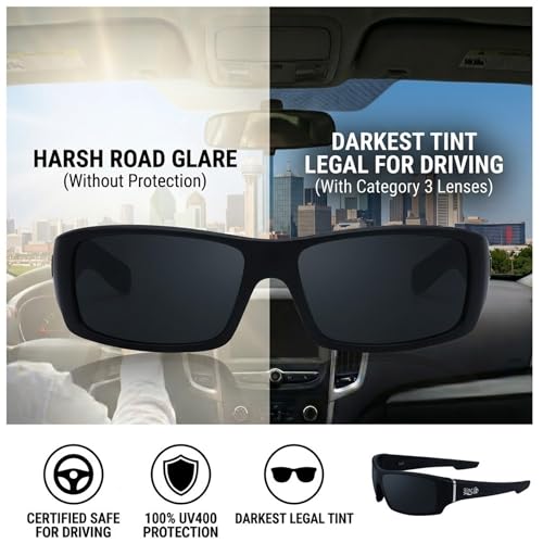 Image of Locs Men's Rectangular Hardcore Wrap Sunglasses - 9054 & 91264 Series