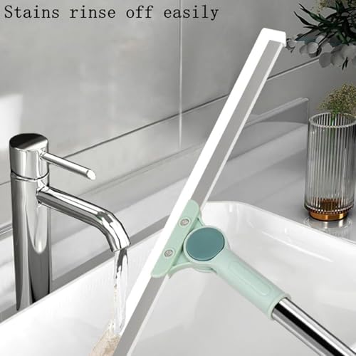 Image of Mitclear Rotating Floor Squeegee with Long Handle (50 Inch), Heavy Duty Bathroom Wiper with 180 Swivel Head, Multifunctional Magic Broom for Floor, Tile & Glass Cleaning (A3)