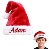 Générique Bonnet de Noël Personnalisé avec Nom Brodé – Chapeau de Noel pour Enfants et Adultes, Bonnet du Père Noël Personnalisable pour Famille, Couple