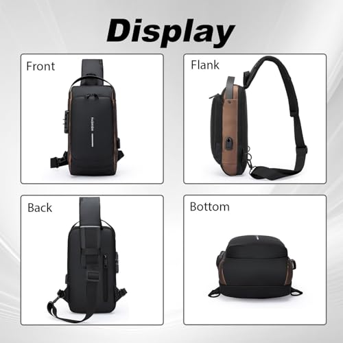 Leyweio Bag, Auricz Sling Bags, New Carbon Fiber Streamline Anti-Theft Sling Bag, USB Charging Sport Sling (Blue)4