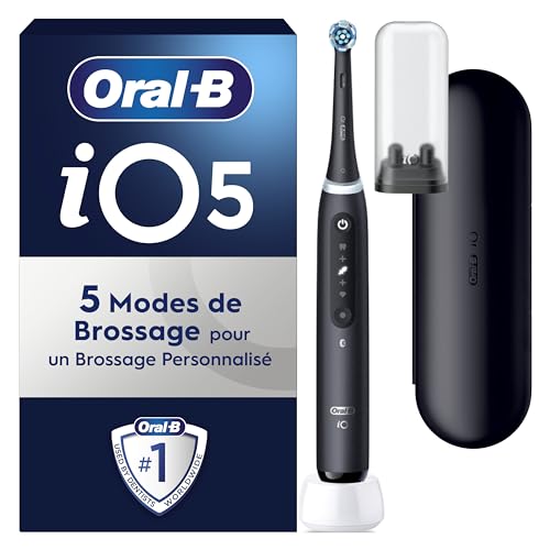 Oral-B Brosse A Dents Electrique iO 5 Noire, 5 Modes De Brossage Dont Blancheur, Capteur De Pression...