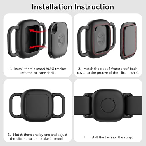 DDJ Waterproof Dog Collar Holder for Life360 Tile Mate Tracker, 2-Pack Durable Silicone Cover, Anti Lost for Life 360 Tile Tracker Case for Cat & pet Collars, Easy Installation, Lightweight, Black - image 9