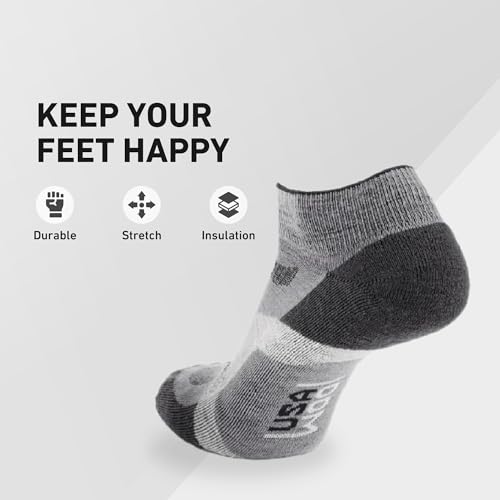 GRIP6 Wool Ankle Socks -Merino Wool Socks Made in The USA -Lightweight Wool Hiking Socks - Warm Ankle Socks for Men and Women3