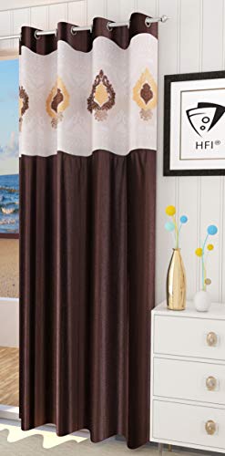 Image of LaVichitra Polyester Door Curtain with Designer Net (7ft, Coffee) -1 Piece
