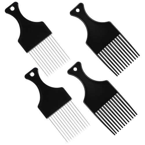 4 peines afro para rizos de metal y plástico, duradero, con mango, productos para el pelo afro, para hombres, mujeres, pelo rizado, barbas grandes