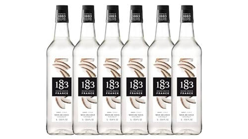 Image of 1883 Coconut Syrup for Drinks - 1 Liter Glass Bottles (Pack of 6)