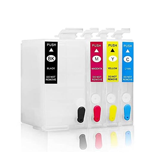 Deamos Sublimation Ink Cartridges, Empty Refillable Ink Cartridges Compatible for WF7620 WF-7610 WF-7210 WF-7110 WF-7710 WF-7720 WF-3620 WF-3640 Printers, 4Pcs Reusable Ink Cartridges Kit, Cyan