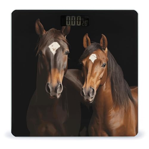 Báscula digital de baño con motivo caballos, 180 kg miniatura 1