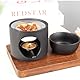 Yeerockal Räucherstövchen Duftlampe 2 in 1 mit Seib and Schale für Aromatherapie und Dekoration (Schwarz)