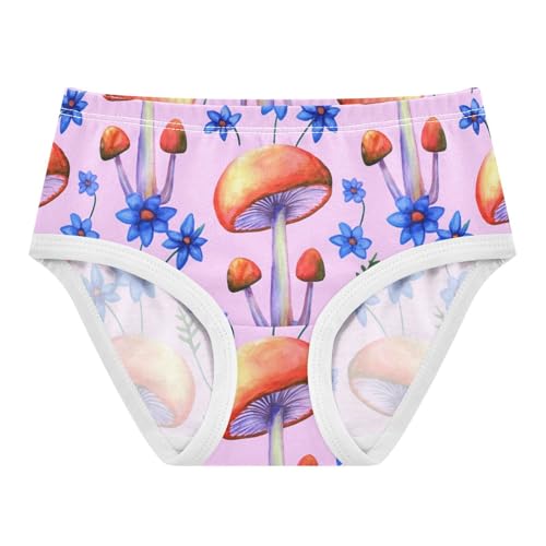 Fancy Girls Underwear Toddler 2t Cotton Girl Panties Cute Mushrooms Wildflowers Pink Briefs Girls Undies
