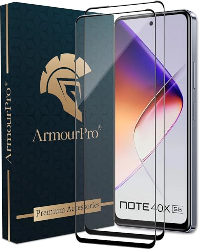 Image of ArmourPro Military Grade Gorilla Tempered Glass Compatible For Infinix Note 40X 5G (6.78 Inch) With Easy Installation Kit for Smartphone| Edge To Edge Coverage | Black, Pack of 2