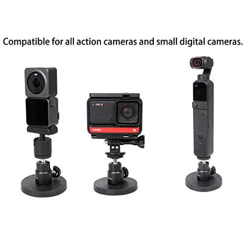 Image of Pellking Magnetic Mount for GoPro Insta360 Akaso DJI Action Camera with Rotating Ball Head Super Strong Rubber Coating for Car, Attaches to Steel or Other Magnetic Surfaces