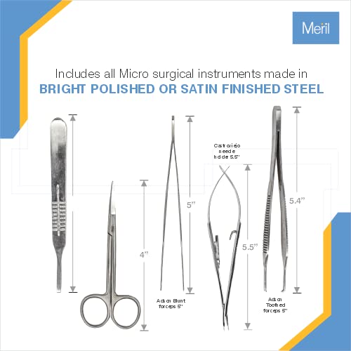 Miniatura 3 de Meril Kit de práctica de sutura - habilidades microquirúrgicas para estudiantes de medicina, enfermeras, incluye almohadilla de sutura premium con