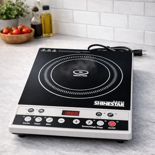 Image of Induction Cooker Model 1963 | 2000W Smart Cooktop | 7 One-Touch Preset Modes - Hot Pot, Fry, Hot, Water, BBQ, Soup | Military-Grade Crystal Glass Surface | BIS ISI Certified | Made in India