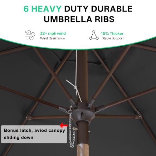 Image of ABCCANOPY 7.5ft Scalloped Patio Umbrella, Outdoor Table Umbrella with Tilt and Crank, Fiberglass Ribs Deck Umbrella for Patio, Pool, Garden, Picnic (Dark Gray)
