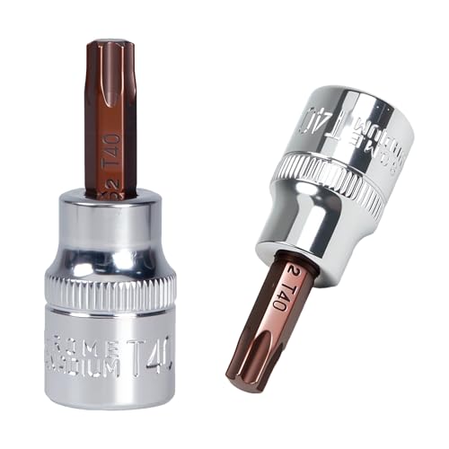 2PCS Othmro T40 Torx Bit Socket, 3/8" Drive x T40 48mm Length Torx Bits, S2 Steel Bits CR-V Socket for Ratchet Wrench, Slide Bar, Extension Rod