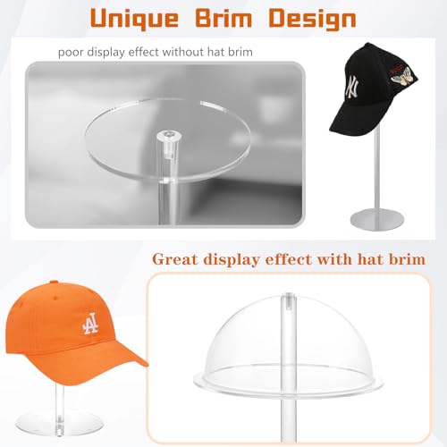 1 Pack 8" Clear Acrylic Hat Display Stand and 6 Pcs Gold Acrylic Risers Display Cube Box