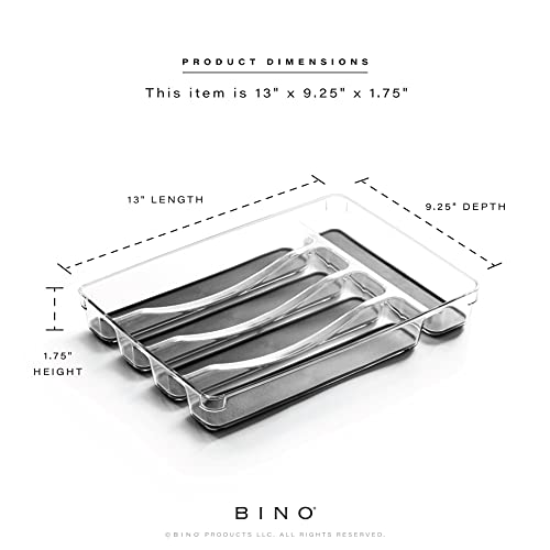 BINO 5-Slot Silverware Organizer for Drawer | Plastic Utensil Organizer for Kitchen Drawers | Silverware Tray for Drawer Organization | Utensil Kitchen Drawer Organizer w/Grip Lining (Grey)