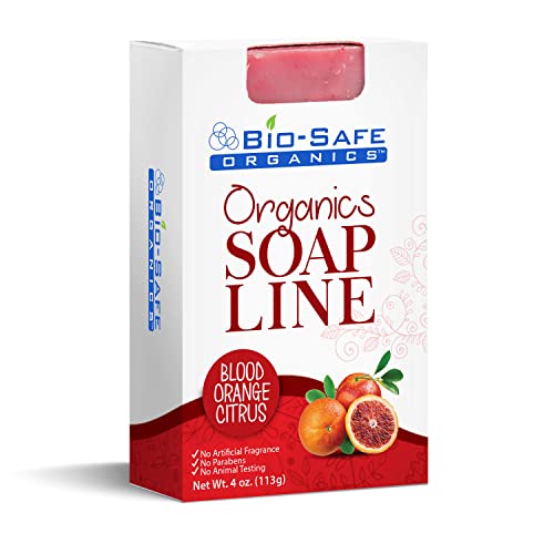 Bio-Safe Organics Blood Orange Citrus Soap All Natural Handmade Soap 100% Organic Luxurious Exfoliating Bliss | Pure Pleasure, No GMO, SLS, or Chemicals | 100% Natural 4 Oz Bar