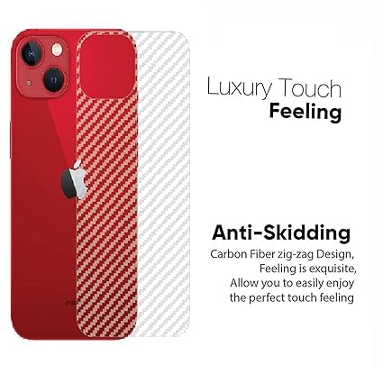 Image of Original USA Compatible for iPhone 13 /14 /15 Tempered Glass Skin Ultra Thin Slim Fit Clear Transparent 3D Carbon Fiber Back Skin with Cable Producter for (iPhone 13 /14) Send Mix Color (APR23)