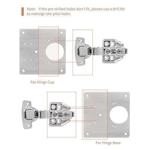 Image of 4Pcs Cabinet Hinge Repair Plates Kits, Kitchen Cupboard Door Hinge Repair Plates,Hinge Repair Board with Mounting Screws for Kitchen Cabinet,Cupboard Doors and Furniture