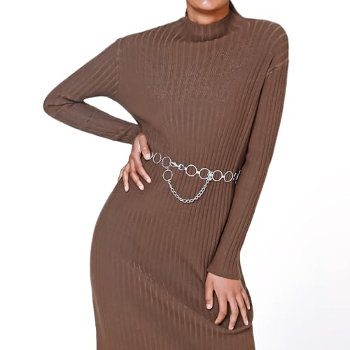 Metal Link Chain Belt for Women Dresses Jeans Fashion Ladies Chunky Chain Belts