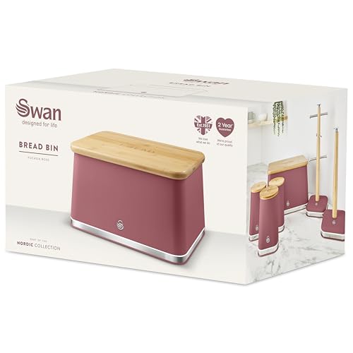 Swan Nordic SWKA18523FUS Bread Bin with Iron Body, Non-Slip Base, Stylish Soft Touch Matt Finish and Acacia Wood Pull Up Lid, 16L, Fuchsia Rose - Cosy Home Interiors Swan Nordic SWKA18523FUS Bread Bin with Iron Body, Non-Slip Base, Stylish Soft Touch Matt Finish and Acacia Wood Pull Up Lid, 16L, Fuchsia Rose - Image 10