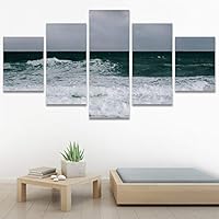 SIGNWIN 5 Panel Canvas Wall Art Aerial Beach Beach Coastal Cool Minimalism Multicolor Photography Relax/Calm for Home Decorations Ready to Hang - 60