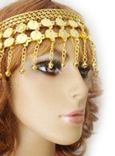 Bellylady Belly Dance Tribal Gold Coins Headband, Gypsy Jewelry #TOP5
