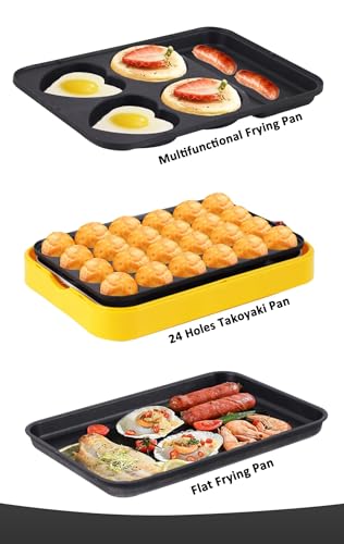 Electric Pan, 24 Holes Non-Stick Grill with Automatic Temperature Control for Octopus Balls, Sandwich, Egg, Steak, Pancake - Image 4