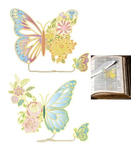2 PCS Butterfly Bookmarks, Aesthetic Book Marks, Unique Gifts for Women Book Lovers, Elegant Reading Accessories for Daily Use and Special Occasions