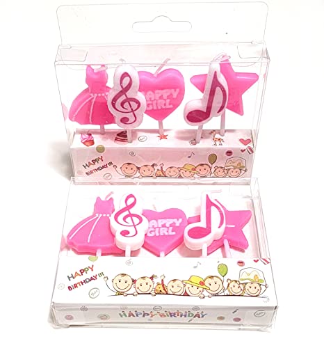 10 Count Special Cake Candles Topper with Holder for Wedding Party Birthday Valentine's Day Cake Decoration, Wish Gift for Kid and Adult (Pink Music Dance Girl)