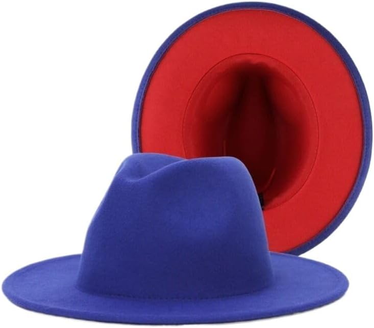 Wide Fedora Hat Solid Color Wool Hat for Men Autumn Winter